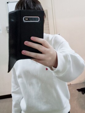 「GU（ジーユー）のアイテム（スウェット、ホワイト系）」を使った、nknanaさん（レディース・157cm）の冬コーディネート