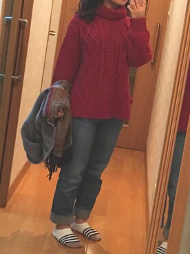 「真っ赤」｜S*.さん（レディース・151cm）の秋コーディネート