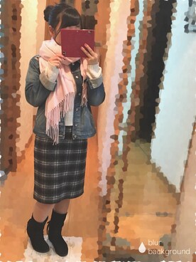 「マフラー」｜「アイテム（PC・スマホグッズ/家電）」を使った、S*.さん（レディース・151cm）の冬コーディネート