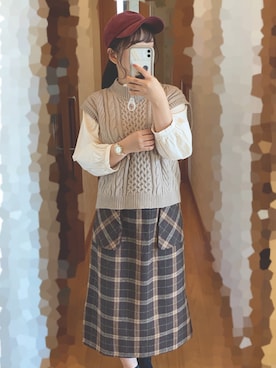 「コーデュロイキャップ」｜S*.さん（レディース・151cm）の秋コーディネート