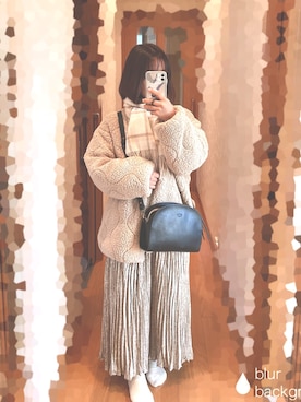 「チェックマフラー」｜「アイテム（ブルゾン）」を使った、S*.さん（レディース・151cm）の冬コーディネート