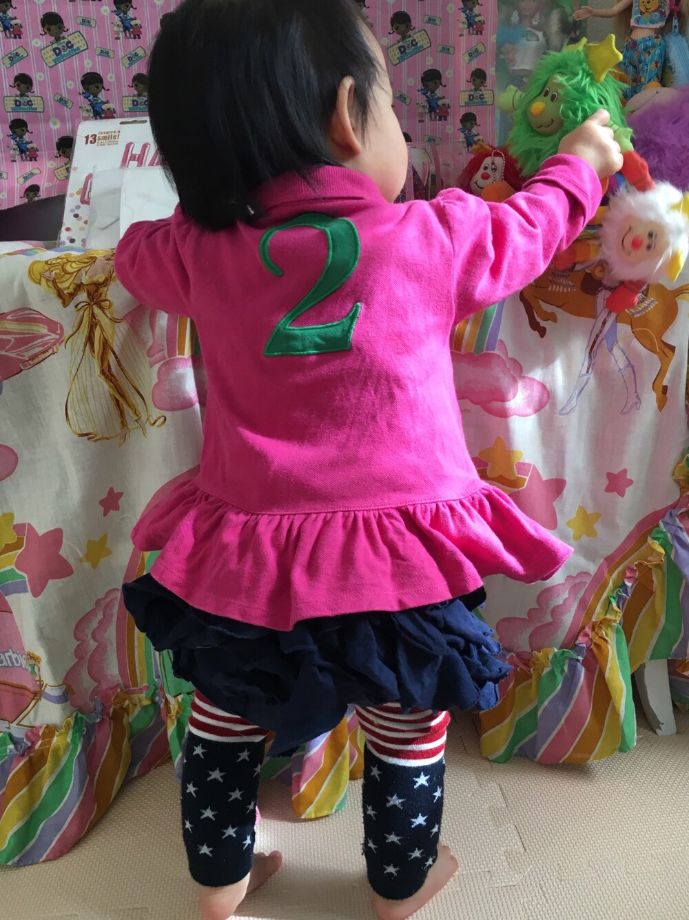「POLO RALPH LAURENのアイテム（ポロシャツ、ピンク系）」を使った、T0w@.mamaさん（キッズ・70cm）の冬コーディネートの1枚目の写真