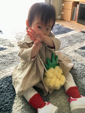「kids」｜「アイテム（トレンチコート）」を使った、T0w@.mamaさん（キッズ・80cm）の春コーディネート