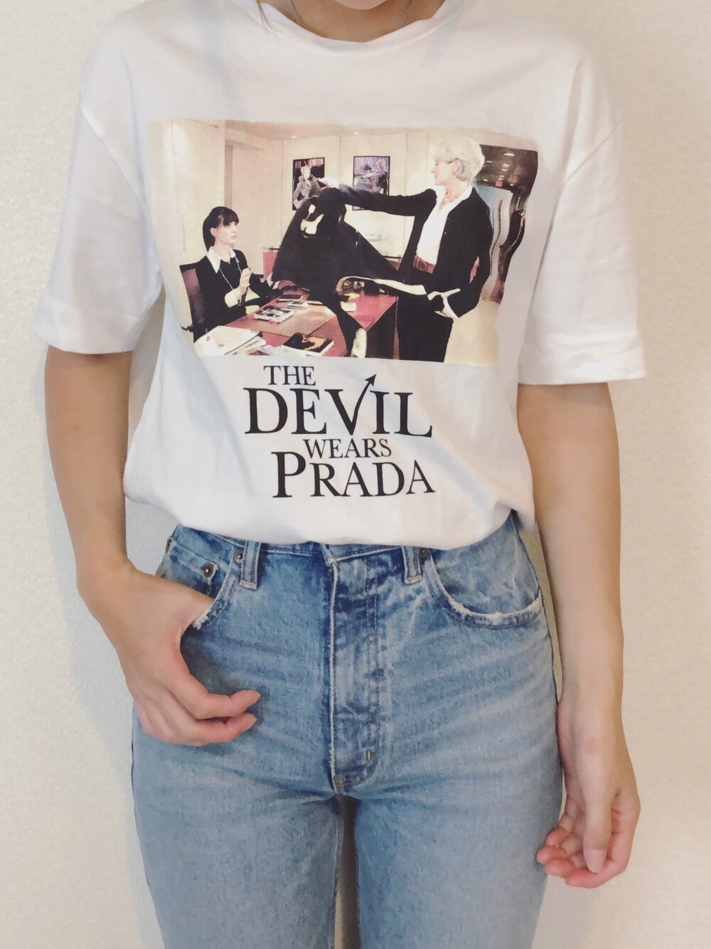 「ZARA、moussy、デニム、デニムコーデ、春夏コーデ」｜「ZARAのアイテム（Tシャツ/カットソー、ホワイト系）」を使った、T0w@.mamaさん（レディース・158cm）の夏コーディネートの1枚目の写真