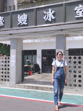 「TAIPEI」｜「アイテム（オールインワン・サロペット）」を使った、HanHan👀さん（レディース・166cm）の夏コーディネート
