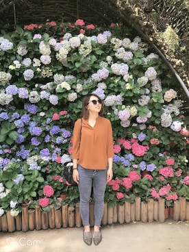 「flower」｜「アイテム（スリッポン）」を使った、HanHan👀さん（レディース・166cm）の夏コーディネート