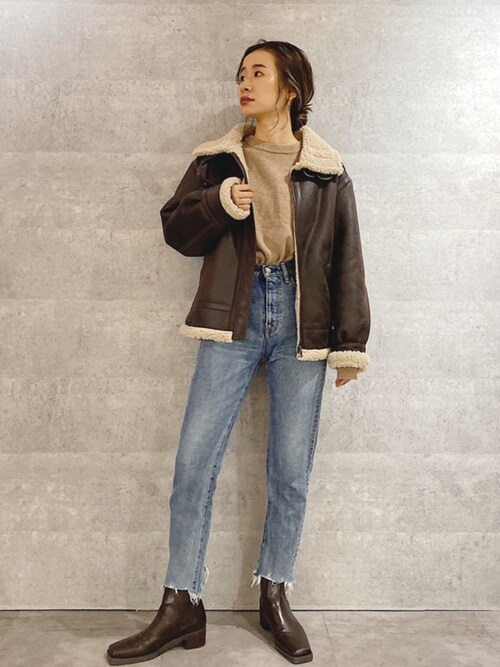 Ungrid石黒晶さんのムートンコートを使ったコーディネート Zozotown