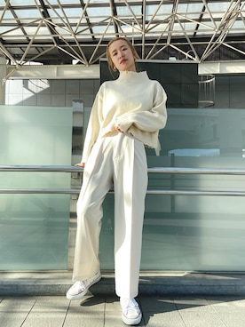 「コンバース」｜石黒晶さん（レディース・166cm・20代）の冬コーディネート