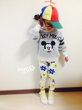 「FLYING TIGERS（フライングタイガー）のアイテム（帽子）」を使った、マチュさん（キッズ・110cm）の春コーディネート