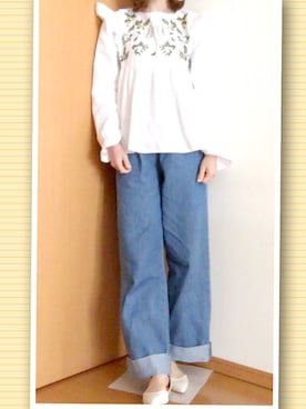 「GRL（グレイル）のアイテム（デニムパンツ、ブルー系）」を使った、tomtom0223さん（レディース・163cm）の春コーディネート