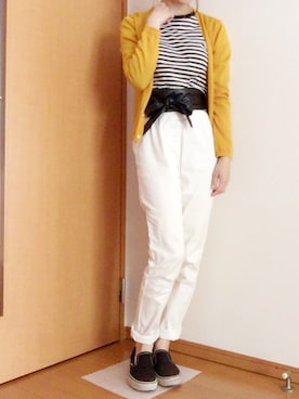 「Samansa Mos2（サマンサ モスモス）のアイテム（その他パンツ、ホワイト系）」を使った、tomtom0223さん（レディース・163cm）の春コーディネート