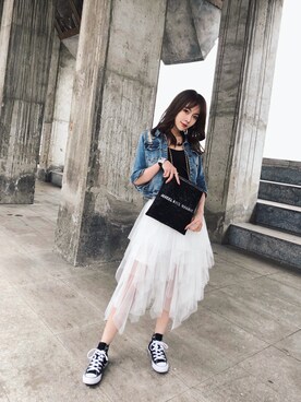 「アイテム（クラッチバッグ）」を使った、是大蜜儿啊さん（レディース・168cm・20代）の春コーディネート