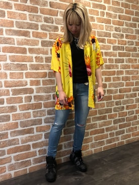 「PLEASURES（プレジャー）のアイテム」を使った、Arisa Suzukiさん（レディース・156cm）の夏コーディネート