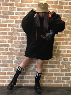 「L.H.P（エルエイチピー）のアイテム（帽子）」を使った、Arisa Suzukiさん（レディース・155cm）の夏コーディネート