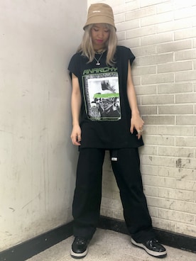 「L.H.P（エルエイチピー）のアイテム（帽子）」を使った、Arisa Suzukiさん（レディース・155cm）の夏コーディネート