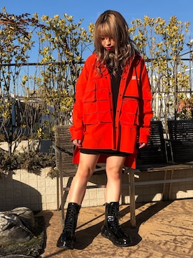 「カーゴシャツ」｜Arisa Suzukiさん（レディース・156cm）の冬コーディネート