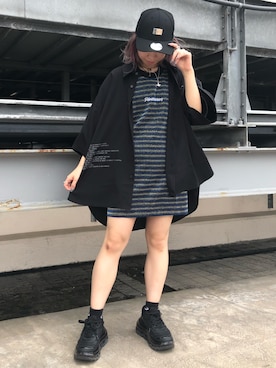 「PLEASURES（プレジャー）のアイテム」を使った、Arisa Suzukiさん（レディース・156cm）の夏コーディネート