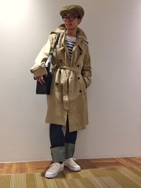 「ハンチング」｜「アイテム（トレンチコート）」を使った、URAさん（メンズ・170cm）の冬コーディネート