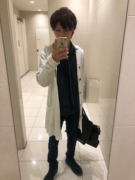 「semantic design（セマンティックデザイン）のアイテム（カーディガン/ボレロ）」を使った、益若 あゆむさん（メンズ・175cm）の秋コーディネート