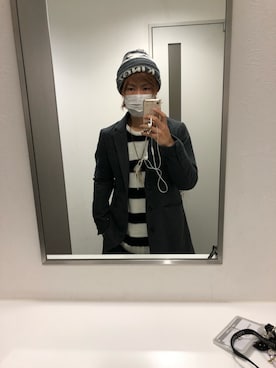 「MinoriTY（マイノリティ）のアイテム（チェスターコート）」を使った、益若 あゆむさん（メンズ・175cm）の冬コーディネート