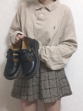 POLO RALPH LAURENのポロシャツを使った「チェックスカート」の