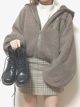 「apres jour（アプレジュール）のアイテム（ブルゾン）」を使った、おかゆ❤︎彡さん（レディース・157cm）の冬コーディネート