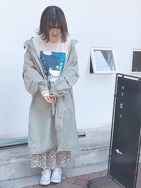 「w closet（ダブルクローゼット）のアイテム（その他アウター）」を使った、おかゆ❤︎彡さん（レディース・157cm）の冬コーディネート