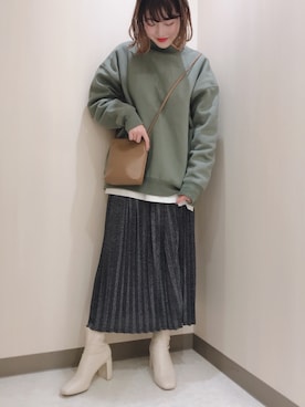 「LOWRYS FARM（ローリーズファーム）のストレッチヒールブーツ　851418（ブーツ）」を使った、おかゆ❤︎彡さん（レディース・157cm）の秋コーディネート