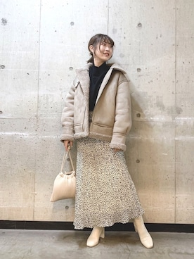 「LOWRYS FARM（ローリーズファーム）のストレッチヒールブーツ　851418（ブーツ）」を使った、おかゆ❤︎彡さん（レディース・158cm）の冬コーディネート