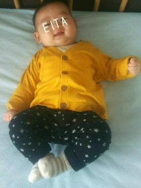 「マスタードイエロー」｜eita_mamaさん（キッズ・70cm）の秋コーディネート