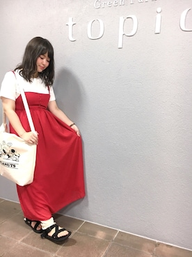 「マキシスカート」｜「アイテム（ワンピース/ドレス）」を使った、すみかさん（レディース・151cm）の春コーディネート