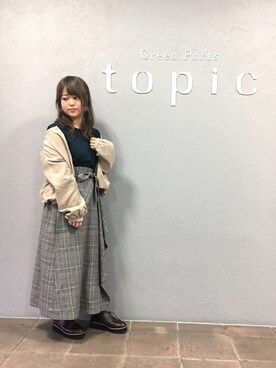 「グレンチェック」｜「アイテム（その他アウター）」を使った、すみかさん（レディース・151cm）の秋コーディネート