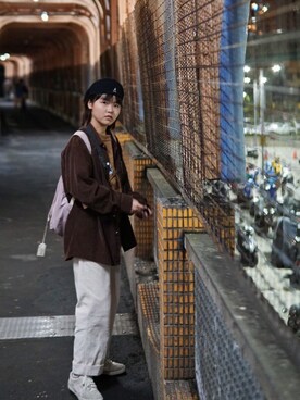 「お洒落さんと繋がりたい」｜「アイテム（ハンチング/ベレー帽）」を使った、Watermelon_Airさん（レディース・158cm）の冬コーディネート