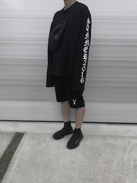 「RICK OWENS」｜「アイテム（その他シューズ）」を使った、圧倒的帽子似合わないマンさん（メンズ・168cm）の秋コーディネート