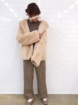 「OLIVE des OLIVE（オリーブデオリーブ）のアイテム（チェスターコート）」を使った、ななみんさん（レディース・158cm）の秋コーディネート