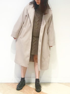 「OLIVE des OLIVE（オリーブデオリーブ）のアイテム（チェスターコート）」を使った、ななみんさん（レディース・158cm）の冬コーディネート