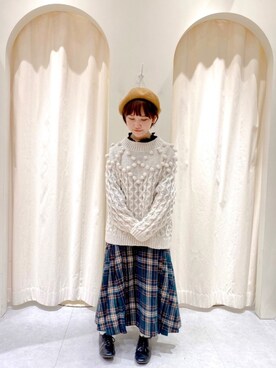 「ゆるニット」｜「アイテム（ハンチング/ベレー帽）」を使った、あんころさん（レディース・149cm）の秋コーディネート