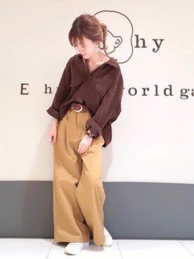 「秋のブラウンスタイル」｜「アイテム（ジャケット/アウター）」を使った、くぼちえさん（レディース・161cm）の秋コーディネート