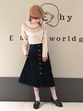 「Lee（リー）のアイテム（スカート）」を使った、くぼちえさん（レディース・161cm）の秋コーディネート