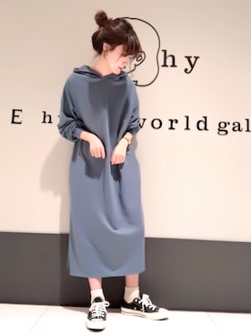 フードスウェットワンピースを使った人気ファッションコーディネート Wear