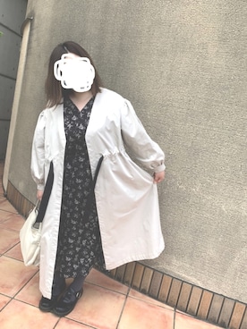 「大きいサイズ」｜「アイテム（その他アウター）」を使った、manyamiさん（レディース・156cm）の春コーディネート