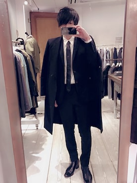 「JOHN LAWRENCE SULLIVAN（ジョンローレンスサリバン）のアイテム（チェスターコート）」を使った、nobuさん（メンズ・174cm）の春コーディネート