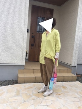 「ベージュパンツ」｜「アイテム（チュニック）」を使った、tokonさん（レディース・165cm）の春コーディネート