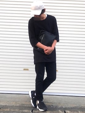 「H&M（エイチ・アンド・エム）のアイテム（クラッチバッグ）」を使った、MASAHITOさん（メンズ・174cm）の春コーディネート