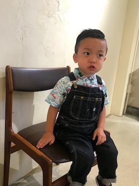 「アロハシャツ」｜「アイテム（サロペット/オーバーオール）」を使った、すいぼーいさん（キッズ・100cm）の夏コーディネート