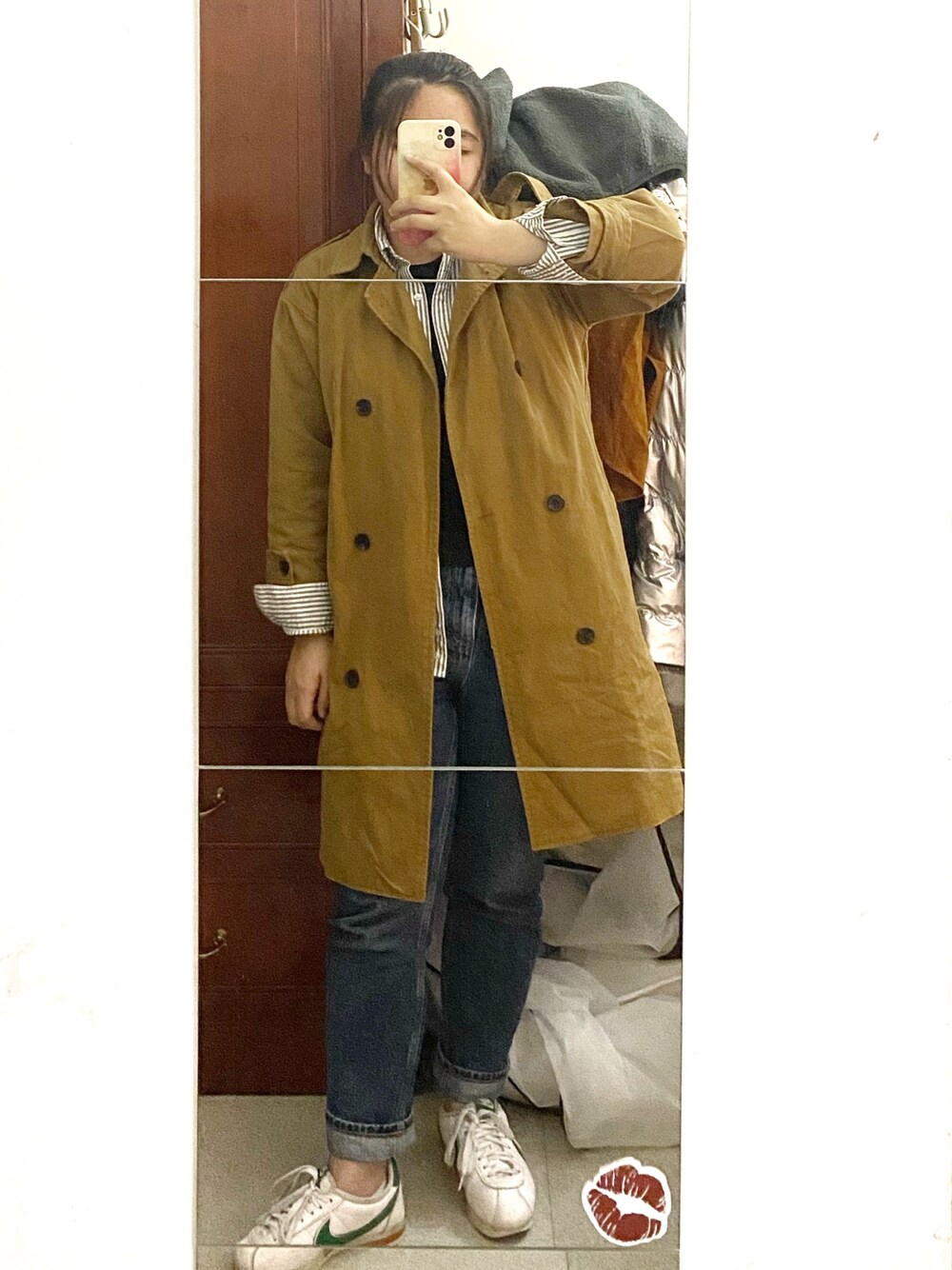 「MUJI Laboのアイテム（シャツ/ブラウス、グレー系）」を使った、FALA.さん（レディース・153cm）の冬コーディネートの1枚目の写真
