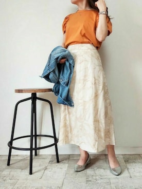 「M.deux（エムドゥ）のアイテム（デニムジャケット）」を使った、M.deux STAFF１さん（レディース・148cm）の夏コーディネート