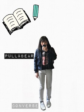 「PULL&BEAR（プルアンドベア）のアイテム（ライダースジャケット）」を使った、vivichouさん（レディース・158cm）の冬コーディネート