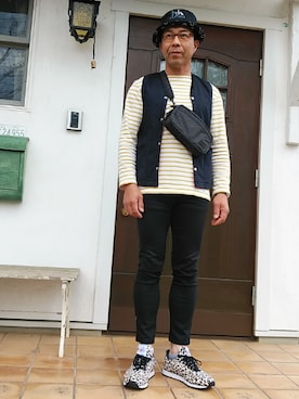 「平成最後のWEARISTAセンバツ」｜「アイテム（ダウンベスト）」を使った、カツイッちゃんさん（メンズ・173cm）の春コーディネート