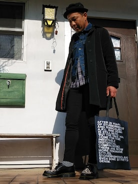 「LONDONFOG（ロンドンフォグ）のアイテム（ステンカラーコート）」を使った、カツイッちゃんさん（メンズ・173cm）の冬コーディネート